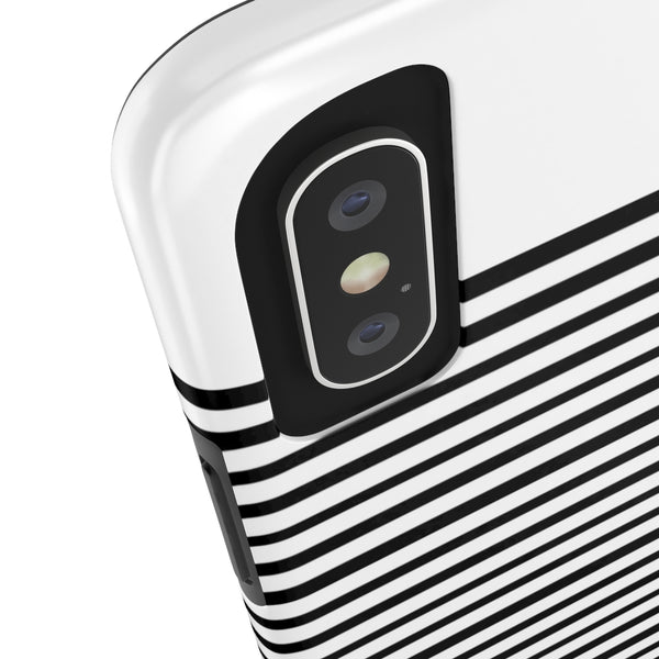 Black White Striped iPhone Case, Case Mate Tough Samsung Galaxy Phone Cases-Phone Case-Printify-Heidi Kimura Art LLC