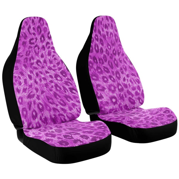 Pink Leopard Car Seat Cover, Purple Pink Leopard Animal Print Designer Essential Premium Quality Best Machine Washable Microfiber Luxury Car Seat Cover - 2 Pack For Your Car Seat Protection, Cart Seat Protectors, Car Seat Accessories, Pair of 2 Front Seat Covers, Custom Seat Covers