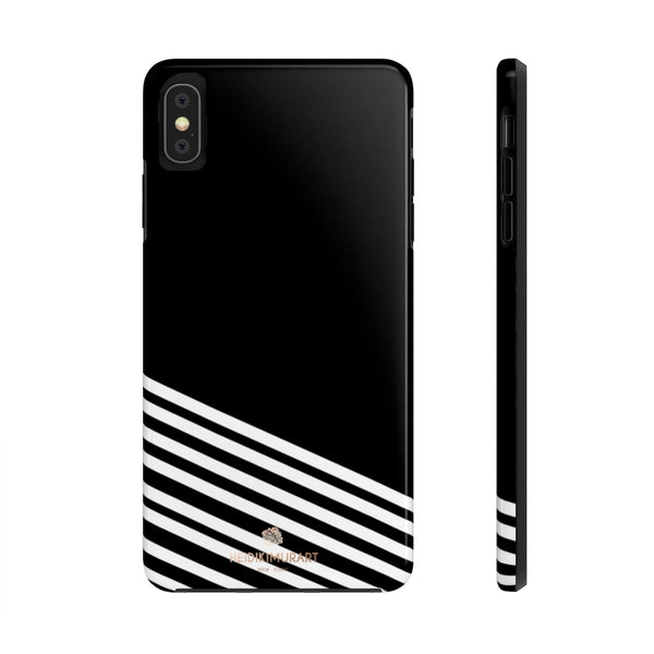 Black White Striped iPhone Case, Modern Case Mate Tough Samsung Galaxy Phone Cases-Phone Case-Printify-iPhone XS MAX-Heidi Kimura Art LLC