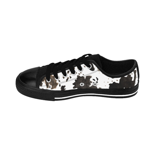 Moo Cow Print Animal Artistic Men's Low Top Nylon Canvas Sneakers Tennis Shoes-Men's Low Top Sneakers-Heidi Kimura Art LLC