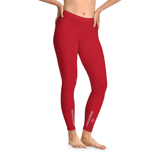 Dark Red Color Casual Tights, Red Solid Color Designer Comfy Women's Fancy Dressy Cut &amp; Sew Casual Leggings - Made in USA (US Size: XS-2XL) Casual Leggings For Women For Sale, Fashion Leggings, Leggings Plus Size, Mid-Waist Fit Tights&nbsp;