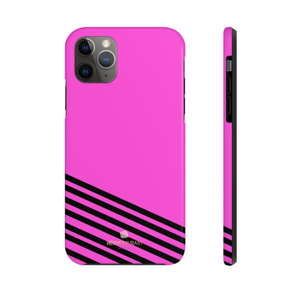 Pink Black Striped iPhone Case, Designer Case Mate Tough Samsung Galaxy Phone Cases-Phone Case-Printify-iPhone 11 Pro Max-Heidi Kimura Art LLC