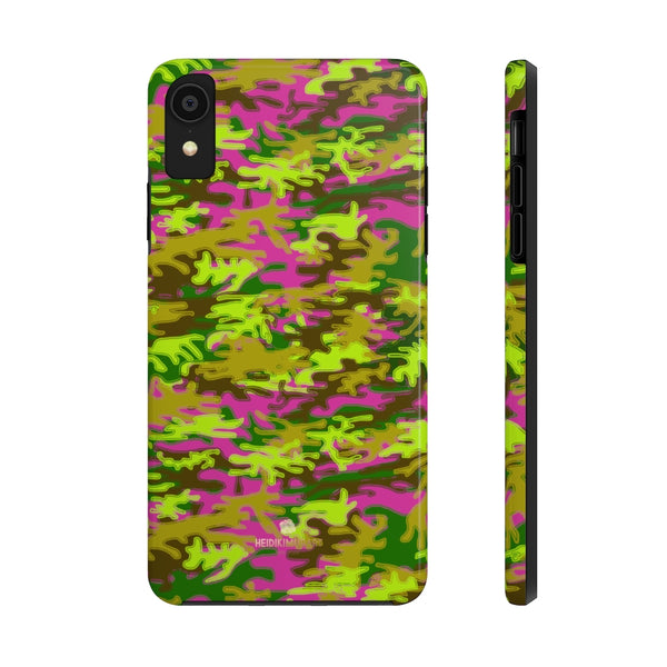 Hot Pink Green Camo iPhone Case, Case Mate Tough Samsung Galaxy Phone Cases-Phone Case-Printify-iPhone XR-Heidi Kimura Art LLC