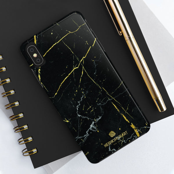 Black Marble Print Modern Designer Case Mate Tough Phone Case-Made in USA - Heidikimurart Limited 