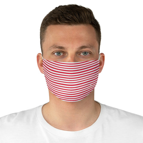 Red Horizontally Striped Face Mask, Adult Designer Horizontal Stripes Fashion Face Mask For Men/ Women, Designer Premium Quality Modern Polyester Fashion 7.25" x 4.63" Fabric Non-Medical Reusable Washable Chic One-Size Face Mask With 2 Layers For Adults With Elastic Loops-Made in USA