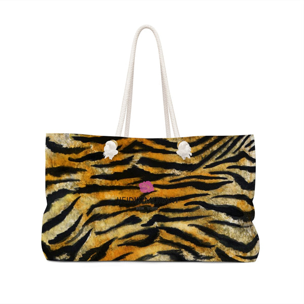 Tiger Stripe Print Weekender Bag, Animal Pattern Print 24"x13" Oversized Bag- Made in USA-Weekender Bag-24x13-Heidi Kimura Art LLC