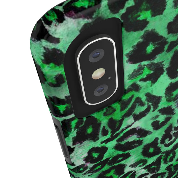 Green Leopard Print Phone Case, Animal Print Case Mate Tough Phone Cases-Made in USA - Heidikimurart Limited 