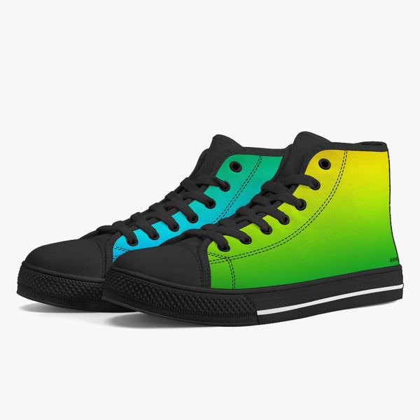 Rainbow Umbre Classic High-Top Canvas Shoes - White/Black