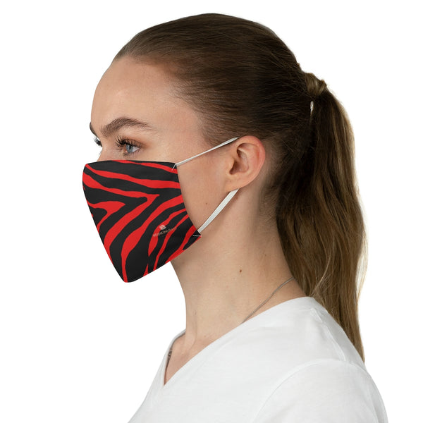 Red Zebra Stripe Face Mask, Aknimal Print Adult Modern Fabric Face Mask-Made in USA-Accessories-Printify-One size-Heidi Kimura Art LLC Red Zebra Stripe Face Mask, Animal Print Adult Face Mask, Fashion Face Mask For Men/ Women, Designer Premium Quality Modern Polyester Fashion 7.25" x 4.63" Fabric Non-Medical Reusable Washable Chic One-Size Face Mask With 2 Layers For Adults With Elastic Loops-Made in USA