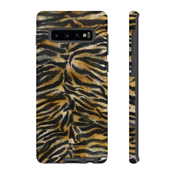 Brown Tiger Striped Tough Cases, Animal Print Best Designer Phone Case-Made in USA-Phone Case-Printify-Samsung Galaxy S10 Plus-Matte-Heidi Kimura Art LLC