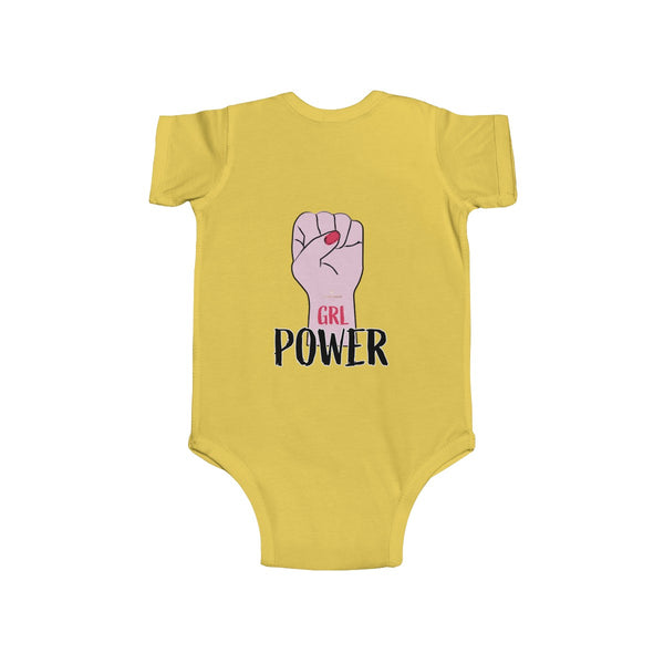 Girl Power Infant Fine Jersey Regular Fit Unisex Cute Bodysuit - Made in UK-Infant Short Sleeve Bodysuit-Heidi Kimura Art LLC