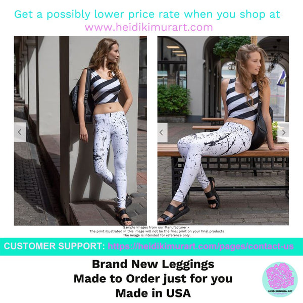 White Black Zebra Stripe Animal Print Women's Yoga Capri Leggings- Made in USA (XS-XL)-Capri Yoga Pants-Heidi Kimura Art LLC