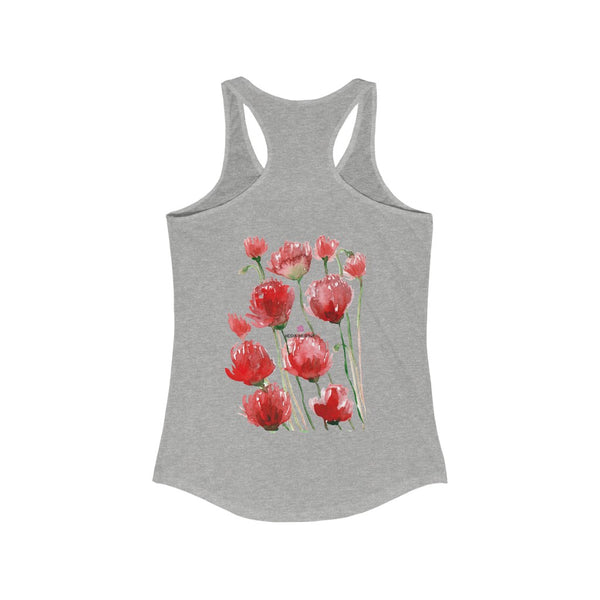 Black Red Poppy Tank Top, Best Women's Ideal Racerback Tank - Made in USA (US Size: XS-2XL) Best Floral Print Red Poppies Tank Top, Watercolor Poppy Flower Print Tank Top