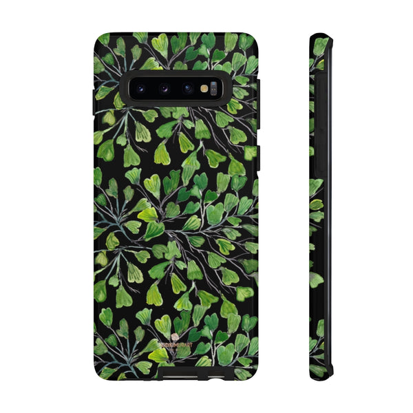 Green Maidenhair Fern Tough Cases, Black Leaf Print Phone Case-Made in USA-Phone Case-Printify-Samsung Galaxy S10-Glossy-Heidi Kimura Art LLC