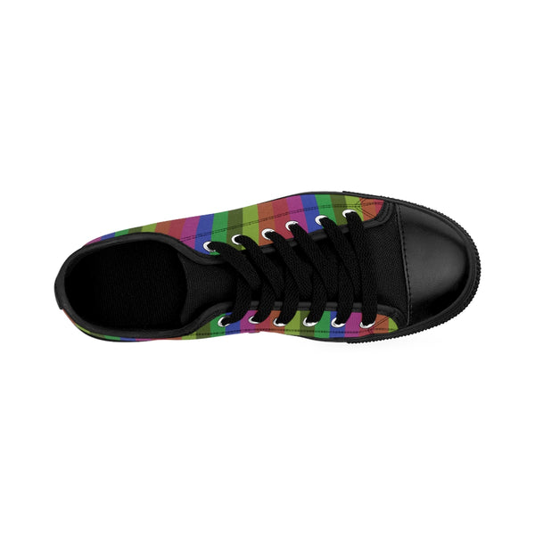 Gay Pride Rainbow Stripe Print Men's Low Top Sneakers Running Shoes (US Size: 6-14)-Men's Low Top Sneakers-Heidi Kimura Art LLC