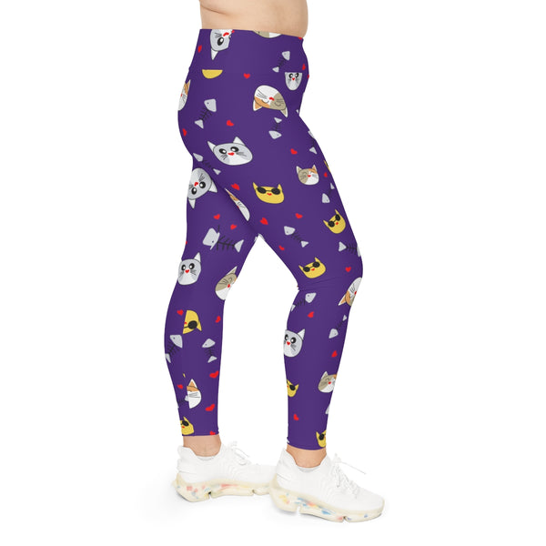 Purple Cat Lover's Tights, Best Women's Plus Size Leggings