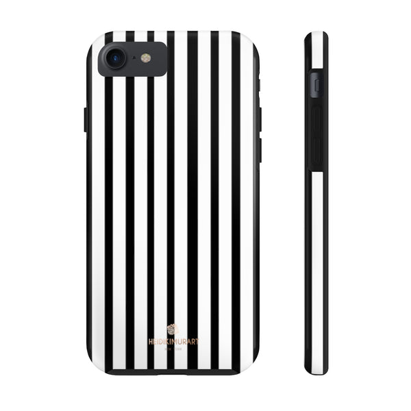 Black Vertical Striped iPhone Case, Designer Case Mate Tough Samsung Galaxy Phone Cases-Phone Case-Printify-iPhone 7, iPhone 8 Tough-Heidi Kimura Art LLC