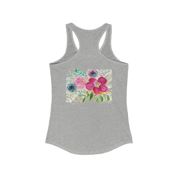 Pastel Rose Floral Print Women's Ideal Racerback Tank - Made in U.S.A. (US Size: XS-2XL)-Tank Top-Heidi Kimura Art LLC Pastel Rose Flower Top, Pastel Rose Bouquet Floral Print Women's Ideal Racerback Tank Top - Made in U.S.A. (US Size: XS-2XL)