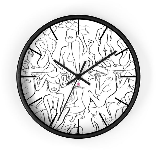Nude Drawing Art Wall Clock,  10 inch Diameter Art Wall Clock-Printed in USA, Large Round Wood Bedroom Wall Clock