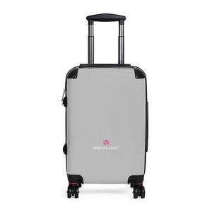 Light Grey Color Cabin Suitcase, Carry On Polycarbonate Front and Hard-Shell Durable Small 1-Size Carry-on Luggage With 2 Inner Pockets & Built in Lock With 4 Wheel 360° Swivel and Adjustable Telescopic Handle - Made in USA/UK (Size: 13.3" x 22.4" x 9.05", Weight: 7.5 lb) Unique Cute Carry-On Best Personal Travel Bag Custom Luggage - Gift For Him or Her 