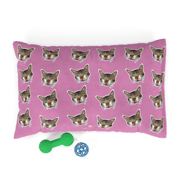 Light Pink Cat Pet Bed, Solid Color Machine-Washable Pet Pillow With Zippers-Printed in USA-Pets-Printify-28x18-Heidi Kimura Art LLC