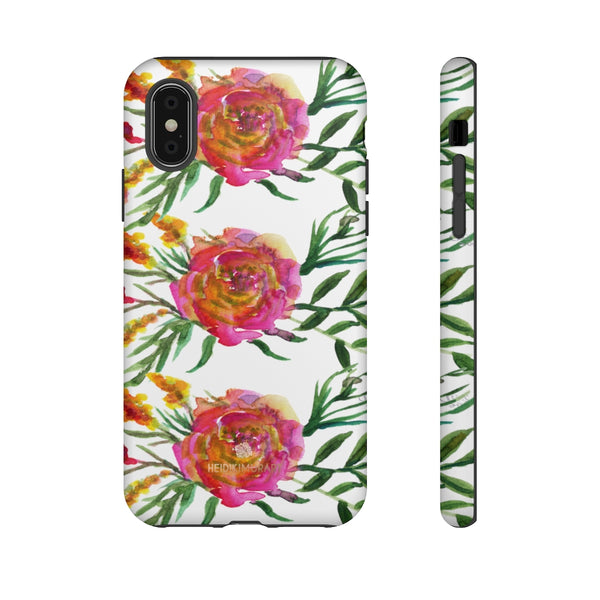 Pink Rose Floral Phone Case, Flower Print Tough Designer Phone Case -Made in USA-Phone Case-Printify-iPhone XS-Matte-Heidi Kimura Art LLC