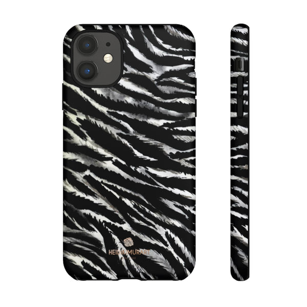 White Tiger Stripe Phone Case, Animal Print Tough Designer Phone Case -Made in USA-Phone Case-Printify-iPhone 11-Matte-Heidi Kimura Art LLC