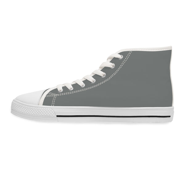 Dark Grey Ladies' High Tops, Solid Gray Color Best Women's High Top Sneakers Canvas Tennis Shoes
