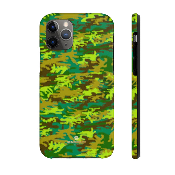 Bright Green Camo iPhone Case, Case Mate Tough Samsung Galaxy Phone Cases-Phone Case-Printify-iPhone 11 Pro-Heidi Kimura Art LLC Bright Green Camo iPhone Case, Army Print Camouflage Army Military Print Sexy Modern Designer Case Mate Tough Phone Case For iPhones and Samsung Galaxy Devices-Printed in USA