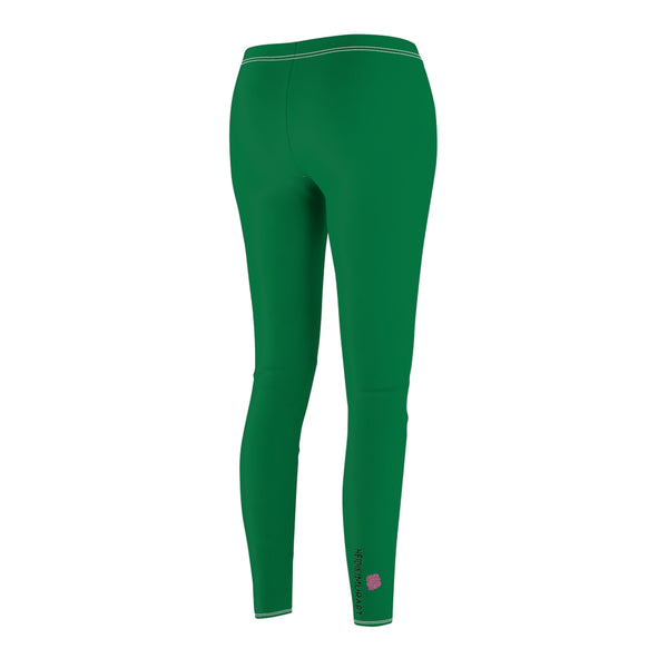 Solid Green Color Casual Leggings, Classic Solid Color Print Best Tights - Made in USA (US Size: XS-2XL)