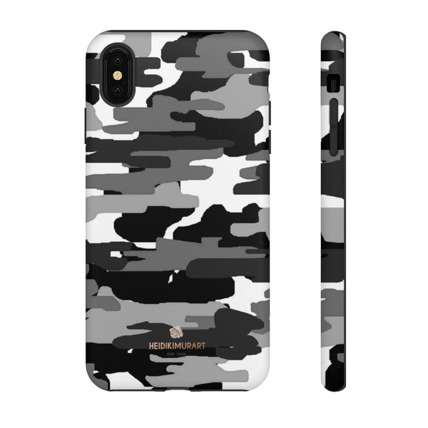 Grey Camouflage Phone Case, Army Military Print Tough Designer Phone Case -Made in USA-Phone Case-Printify-iPhone XS MAX-Matte-Heidi Kimura Art LLC