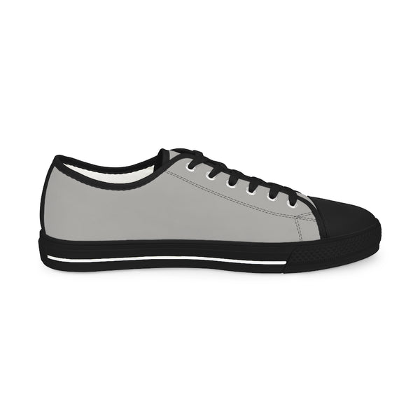 Light Grey Color Men's Sneakers, Best Solid Grey Color Men's Low Top Sneakers Running Canvas Shoes