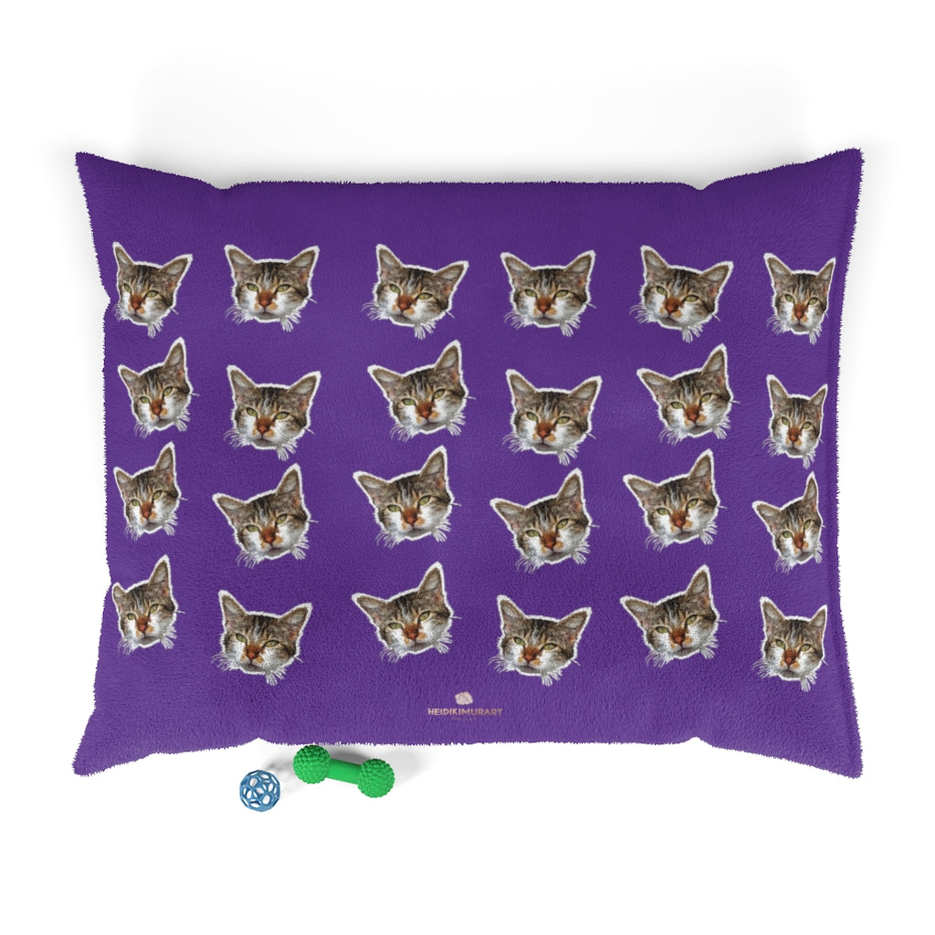 Purple Cat Pet Bed, Solid Color Machine-Washable Pet Pillow With Zippers-Printed in USA-Pets-Printify-50x40-Heidi Kimura Art LLC