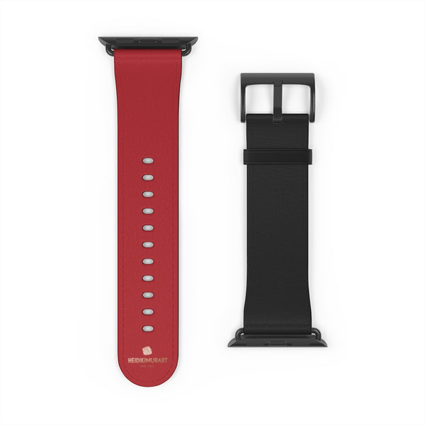Burgundy Red Black Dual Color 38mm/42mm Watch Band For Apple Watch- Made in USA-Watch Band-Heidi Kimura Art LLC