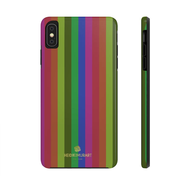 Rainbow Stripe Print Phone Case, Vintage Style Case Mate Tough Phone Cases-Made in USA - Heidikimurart Limited 