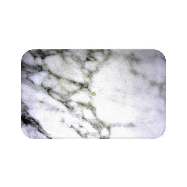 Abstract White Marble Print Bath Mat, 34"x21", 24"x17" Premium Microfiber Rug- Printed in USA-Bath Mat-Large 34x21-Heidi Kimura Art LLC