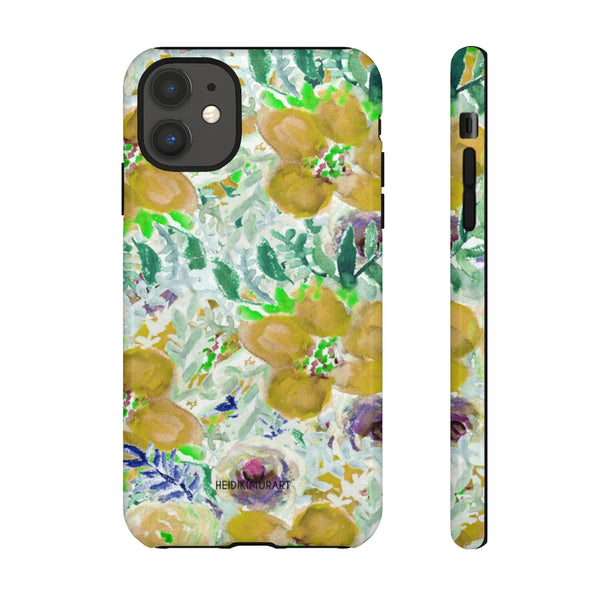 Yellow Floral Designer Tough Cases, Flower Print Best iPhone Samsung Case-Made in USA - Heidikimurart Limited 