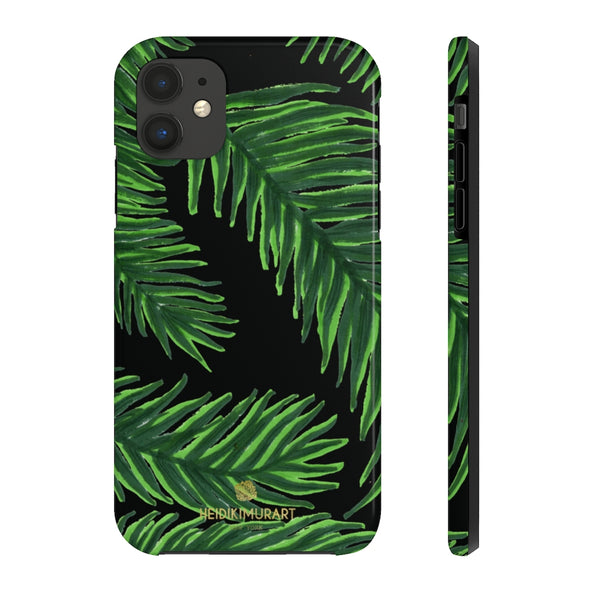 Black Palm Leaf Print Phone Case, Tropical Print Case Mate Tough Phone Cases-Made in USA - Heidikimurart Limited 