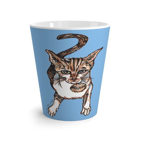 Light Blue Cat Mug, Cute Cat 12 oz Latte Mug, Peanut Meow Cat Best White Ceramic Coffee Cup, Ceramic Latte Mug, Microwave-Safe, Dishwasher-Safe Tea Coffee Cup -Printed in USA, Cat Coffee Mug, Best Cat Mugs, Great Gifts For Cat Lovers