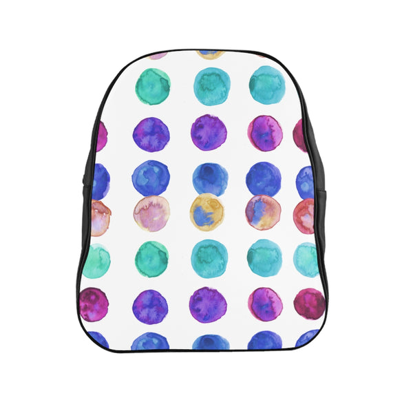 Cute Colorful Watercolor Blue Purple Green Polka Dots Print Designer School Backpack-Backpack-Heidi Kimura Art LLC
