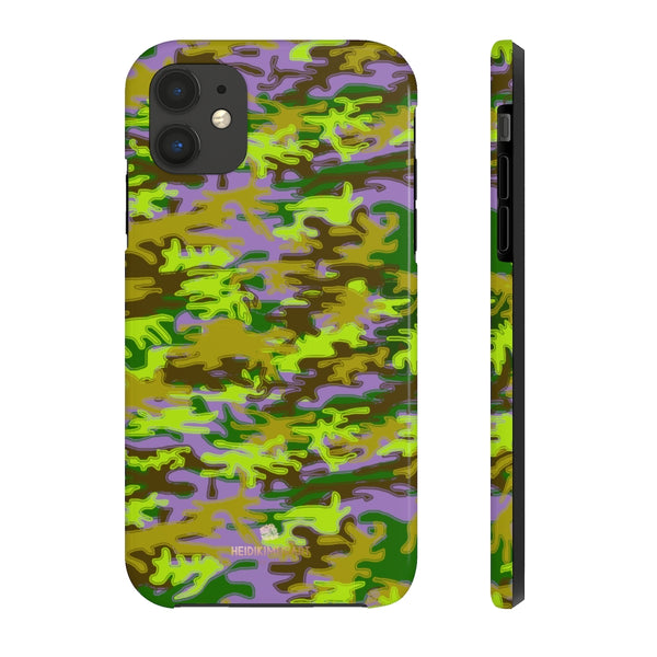 Purple Green Camo iPhone Case, Case Mate Tough Samsung Galaxy Phone Cases-Phone Case-Printify-iPhone 11-Heidi Kimura Art LLC