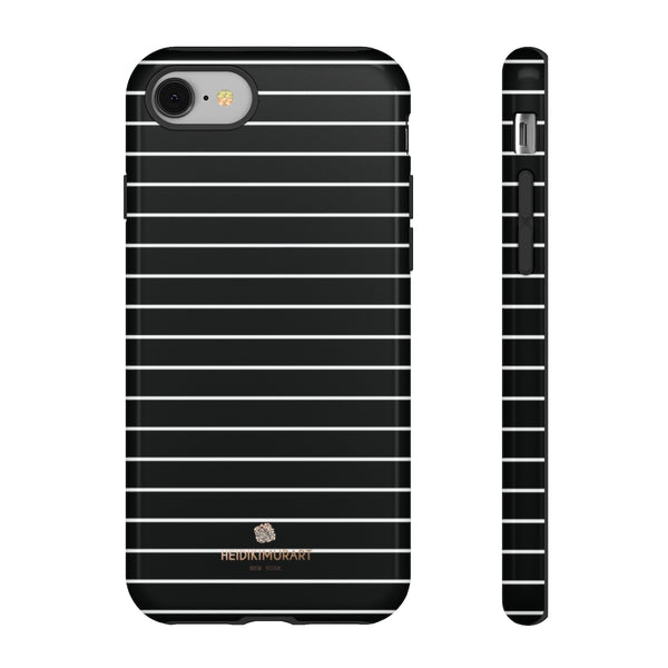 Black White Striped Tough Cases, Designer Phone Case-Made in USA-Phone Case-Printify-iPhone 8-Glossy-Heidi Kimura Art LLC