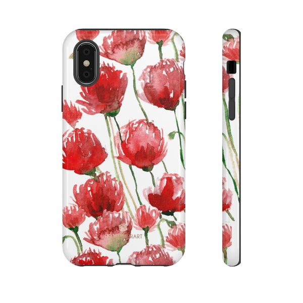 Red Tulips Floral Tough Cases, Roses Flower Print Best Designer Phone Case-Made in USA-Phone Case-Printify-iPhone X-Glossy-Heidi Kimura Art LLC