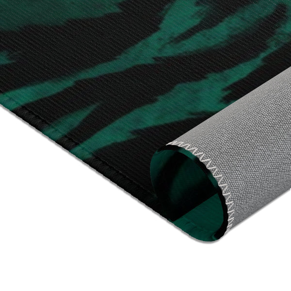 Green Black Tiger Stripe Animal Print Designer 24x36, 36x60, 48x72 inches Area Rugs - Printed in USA-Area Rug-Heidi Kimura Art LLC
