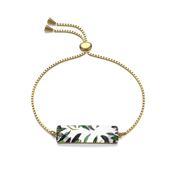 Tropical Green Leaves Print Sterling Silver/ 18K Gold Plated Box Chain Bracelet-Bracelet-jaylon-Golden-Heidi Kimura Art LLC