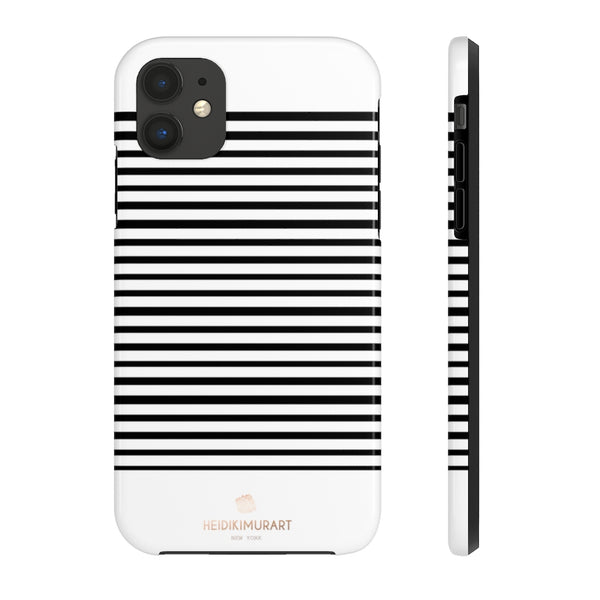 Black White Striped iPhone Case, Case Mate Tough Samsung Galaxy Phone Cases-Phone Case-Printify-iPhone 11-Heidi Kimura Art LLC