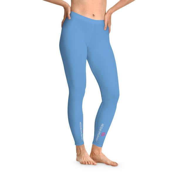 Light Blue Solid Color Tights, Blue Solid Color Designer Comfy Women's Fancy Dressy Cut &amp; Sew Casual Leggings - Made in USA (US Size: XS-2XL)&nbsp;Casual Leggings For Women For Sale, Fashion Leggings, Leggings Plus Size, Mid-Waist Fit Tights&nbsp;