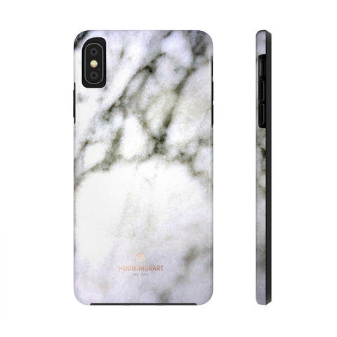 White Marble Texture Print Designer Case Mate Tough Phone Cases-Made in USA - Heidikimurart Limited 