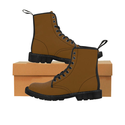 Dark Brown Men's Boots, Solid Color Print Men's Canvas Winter Bestseller Premium Quality Laced Up Boots Anti Heat + Moisture Designer Men's Winter Boots (US Size: 7-10.5)