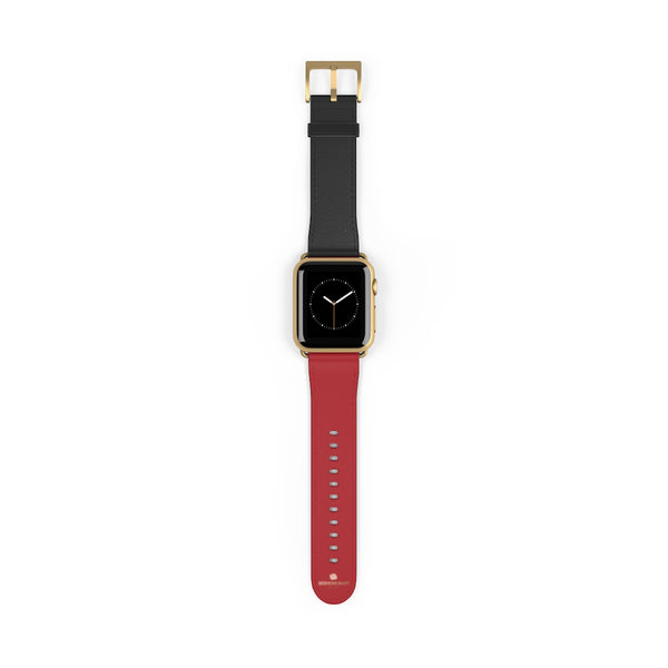 Burgundy Red Black Dual Color 38mm/42mm Watch Band For Apple Watch- Made in USA-Watch Band-38 mm-Gold Matte-Heidi Kimura Art LLC